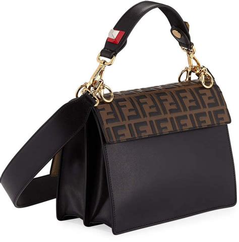 Fendi Shoulder Bag Kan U FF Monogram Motif Brown/Black